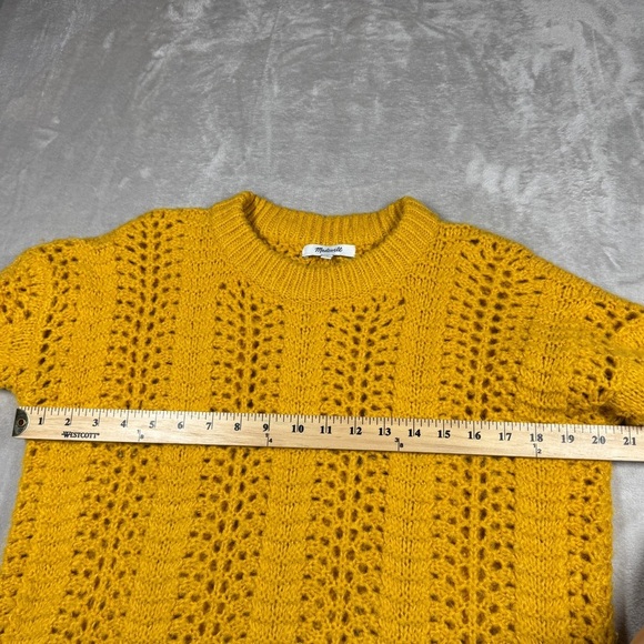 Madewell Windemere Pointelle Pullover Golden Sunset Mustard Yellow Sweater Small - Picture 9 of 16